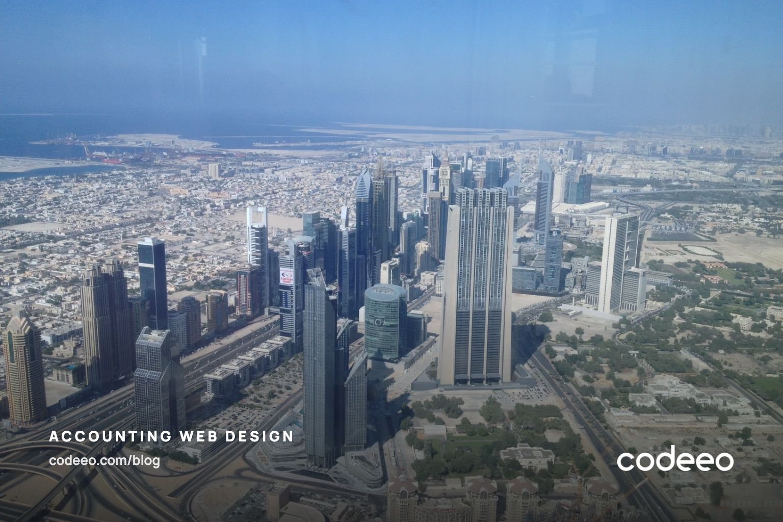 Aerial view of the Sheikh Zayed Road financial district and DIFC in Dubai