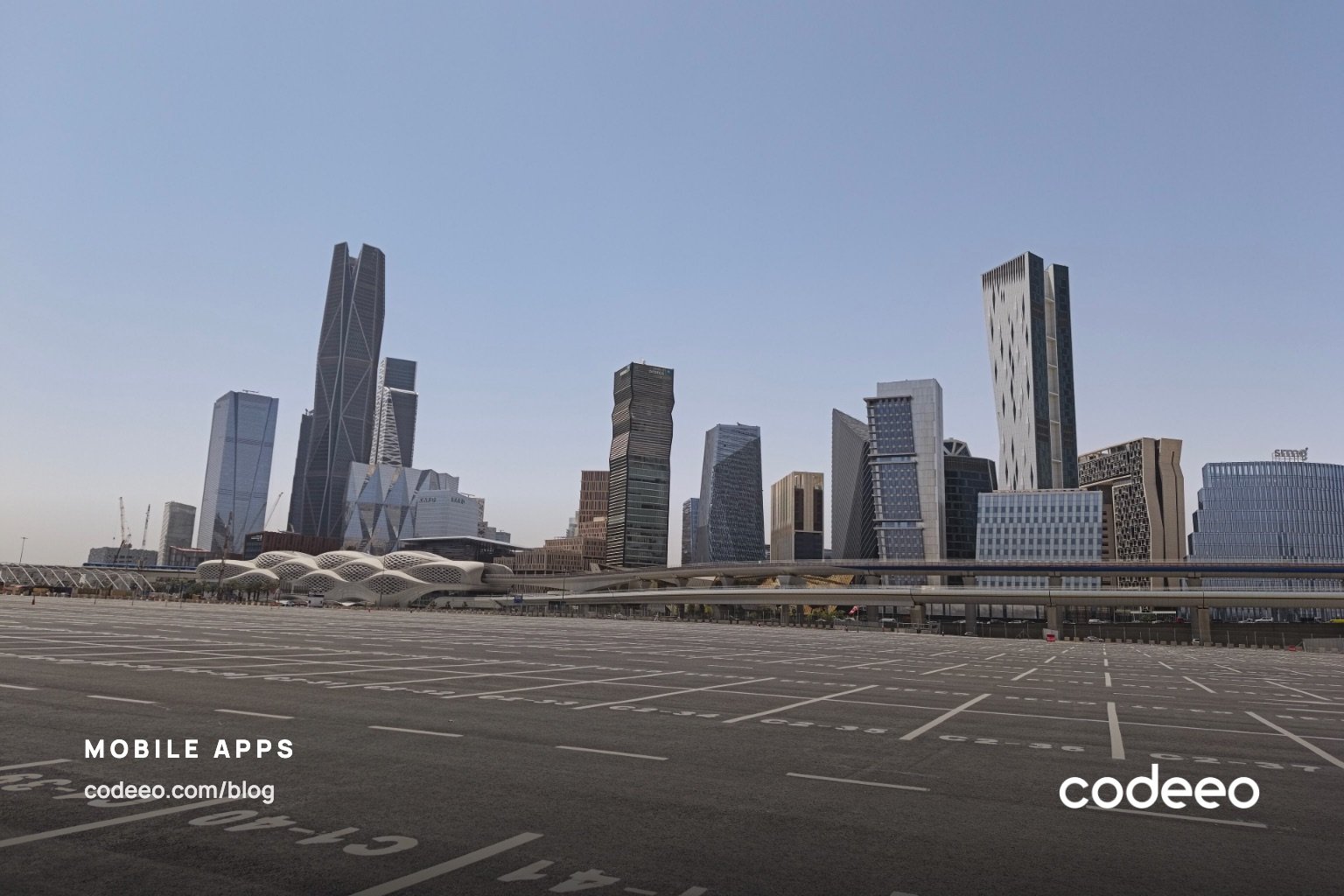 King Abdullah Financial District skyline and metro station in Riyadh, Saudi Arabia