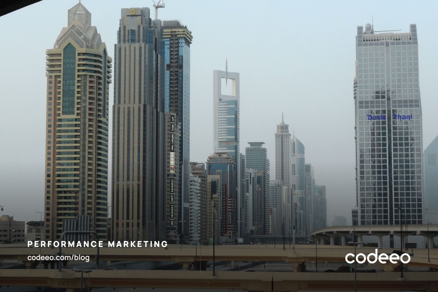Office towers along Sheikh Zayed Road in Dubai