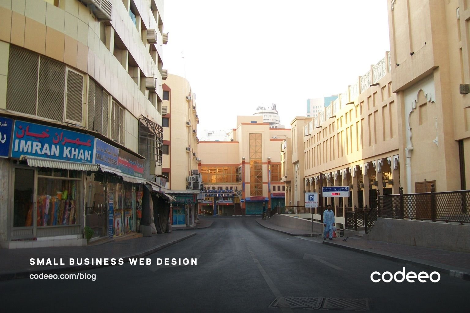 Small shopfronts on a street in Deira, Dubai